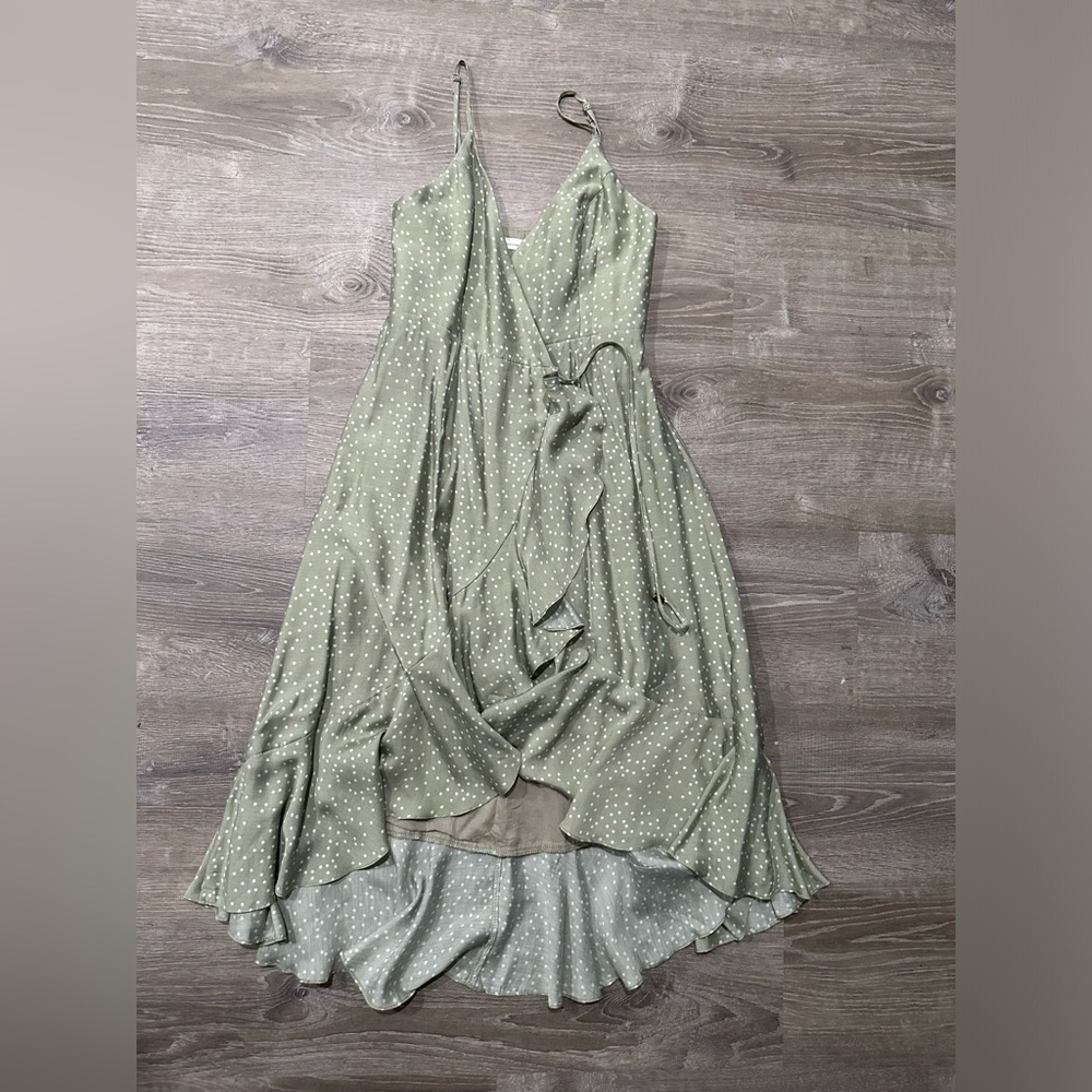 Here Comes The Sun - light green polka dot wrap dress